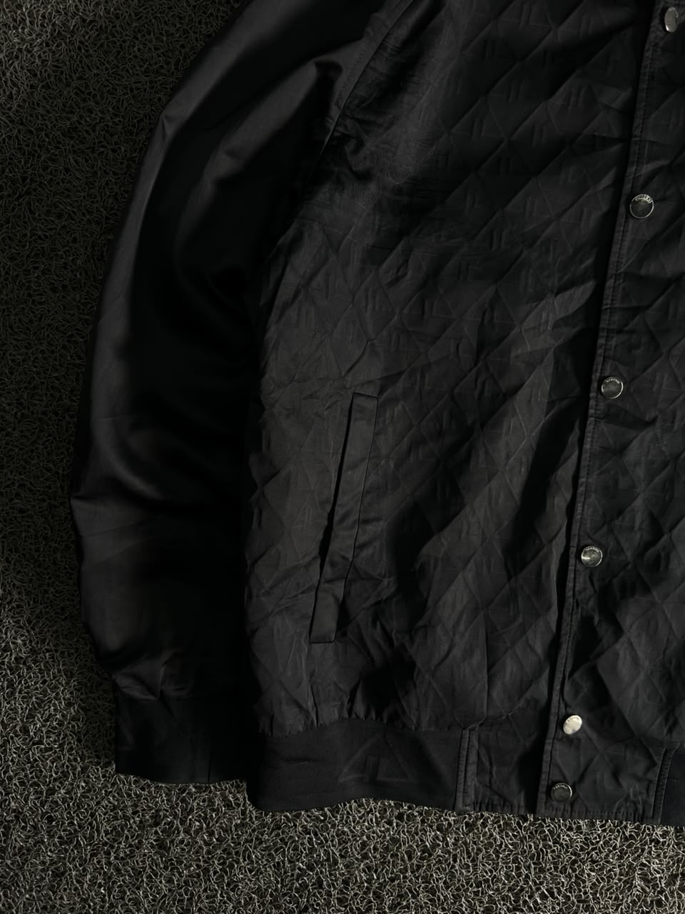 K-Boxing Black Quilted Snap Button Bomber Jacket