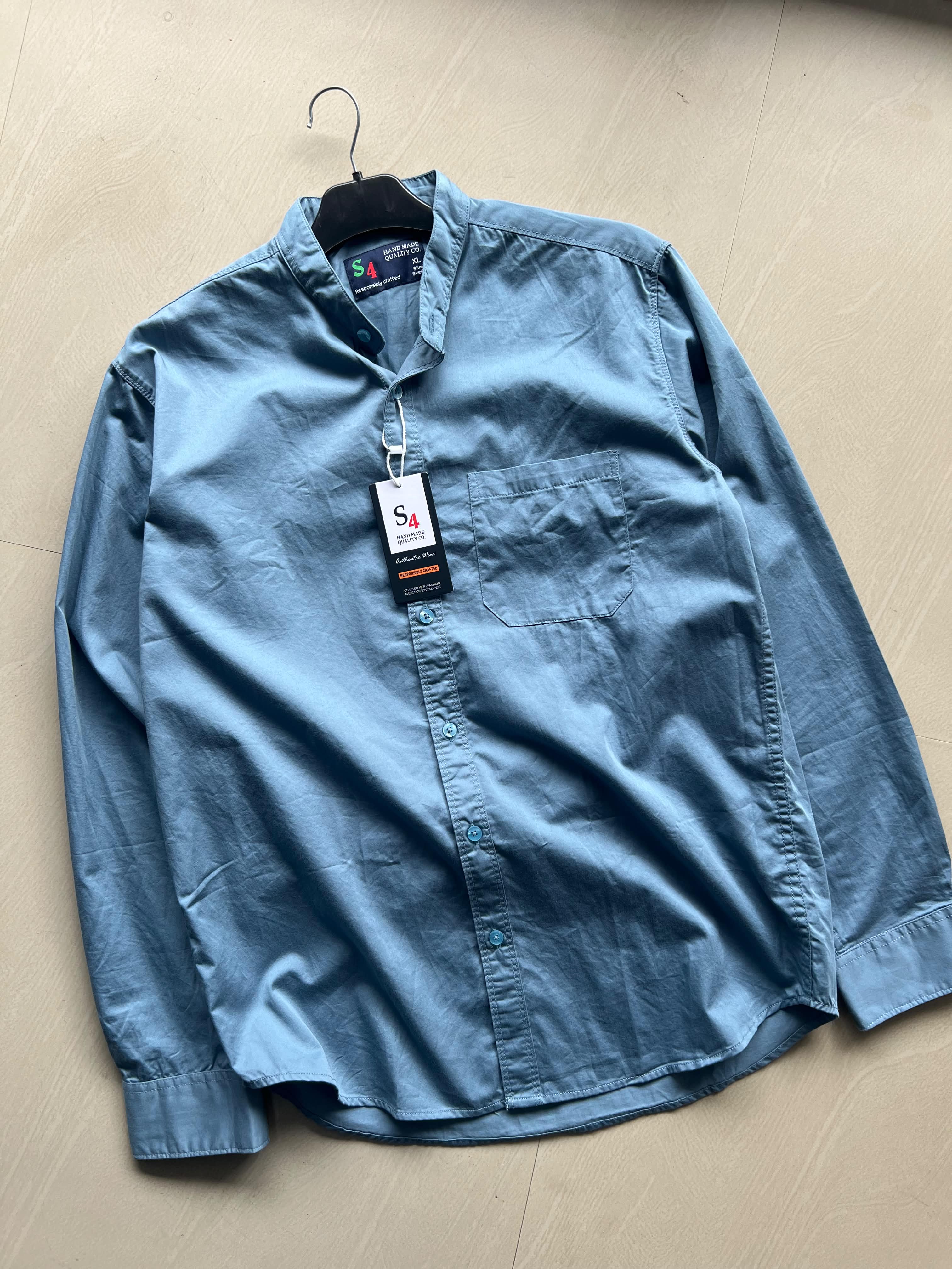 Men's Mandarin Collar Full Sleeve Casual Cotton Shirt