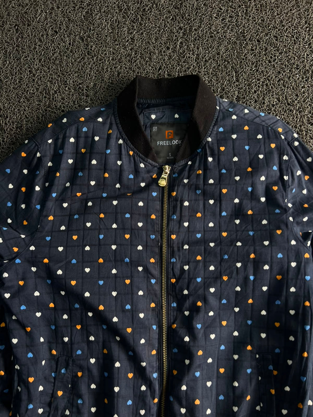 Freelook Heart Print Quilted Bomber Jacket –Zip-Up Casual Jacket