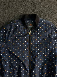 Freelook Heart Print Quilted Bomber Jacket –Zip-Up Casual Jacket