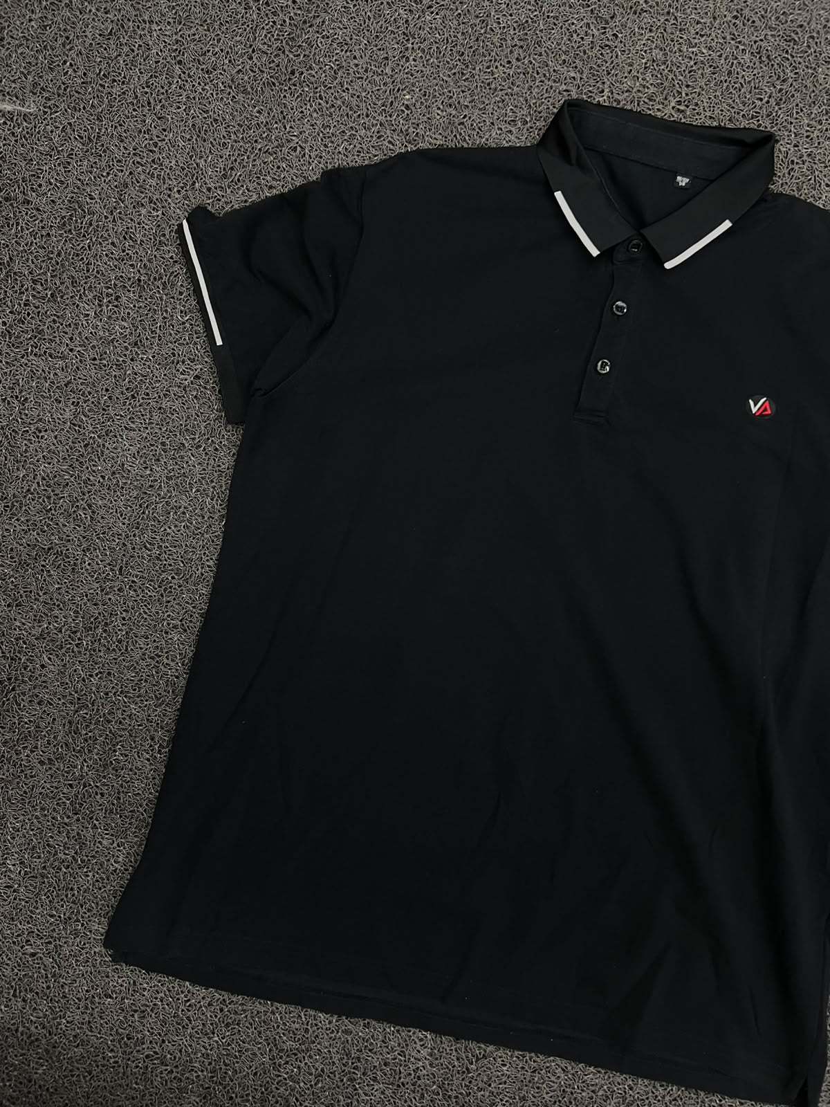 Black Contrast Trim Polo T-Shirt with Logo