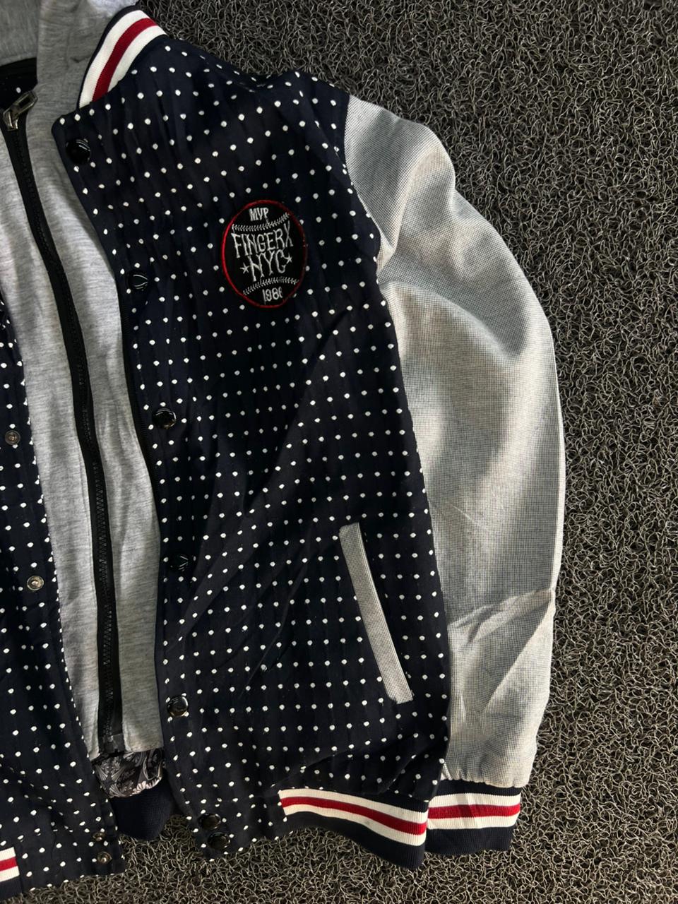 Men's Polka Dot Hooded Varsity Bomber Jacket