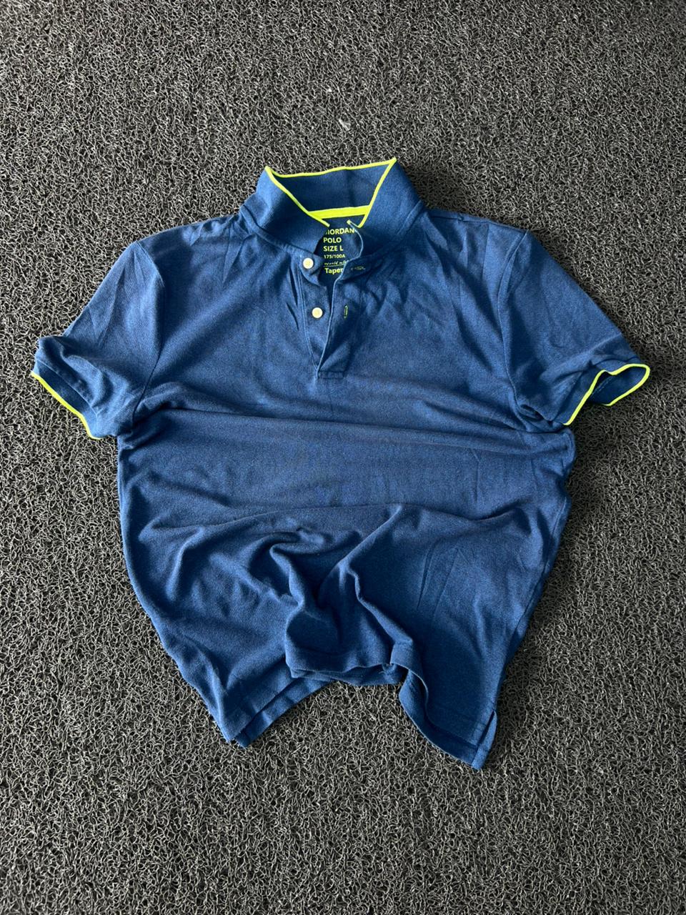 Navy Blue Contrast Trim Polo T-Shirt for Men