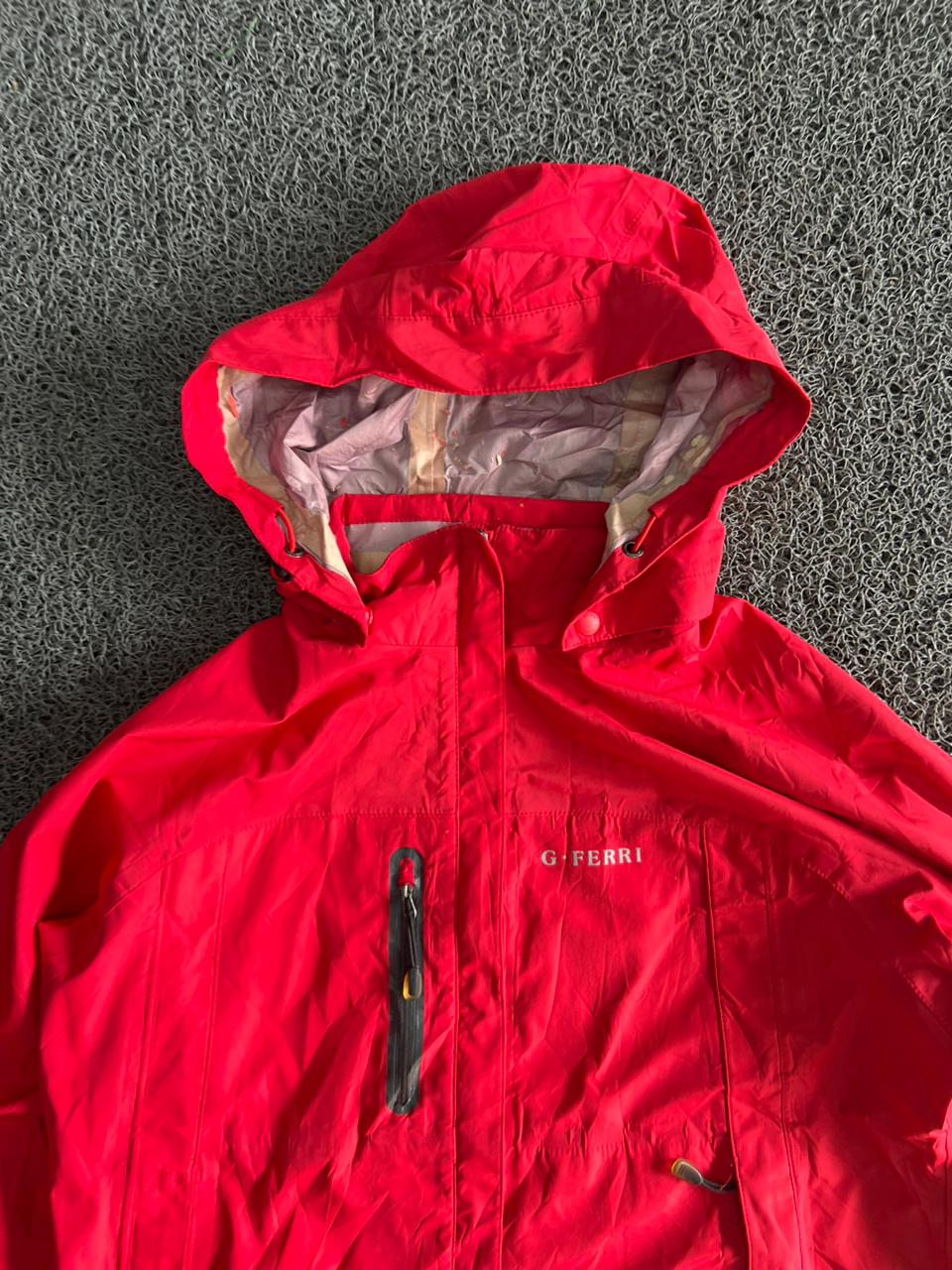 G. Ferri Red Lightweight Hooded Windbreaker Jacket