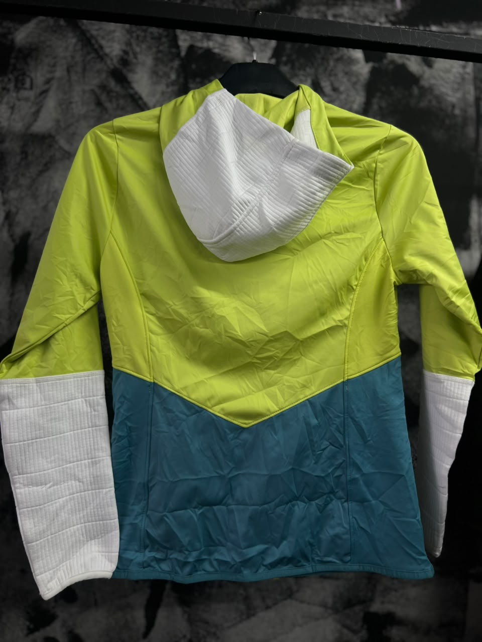 Columbia Neon Yellow & Teal Colorblock Hooded Jacket