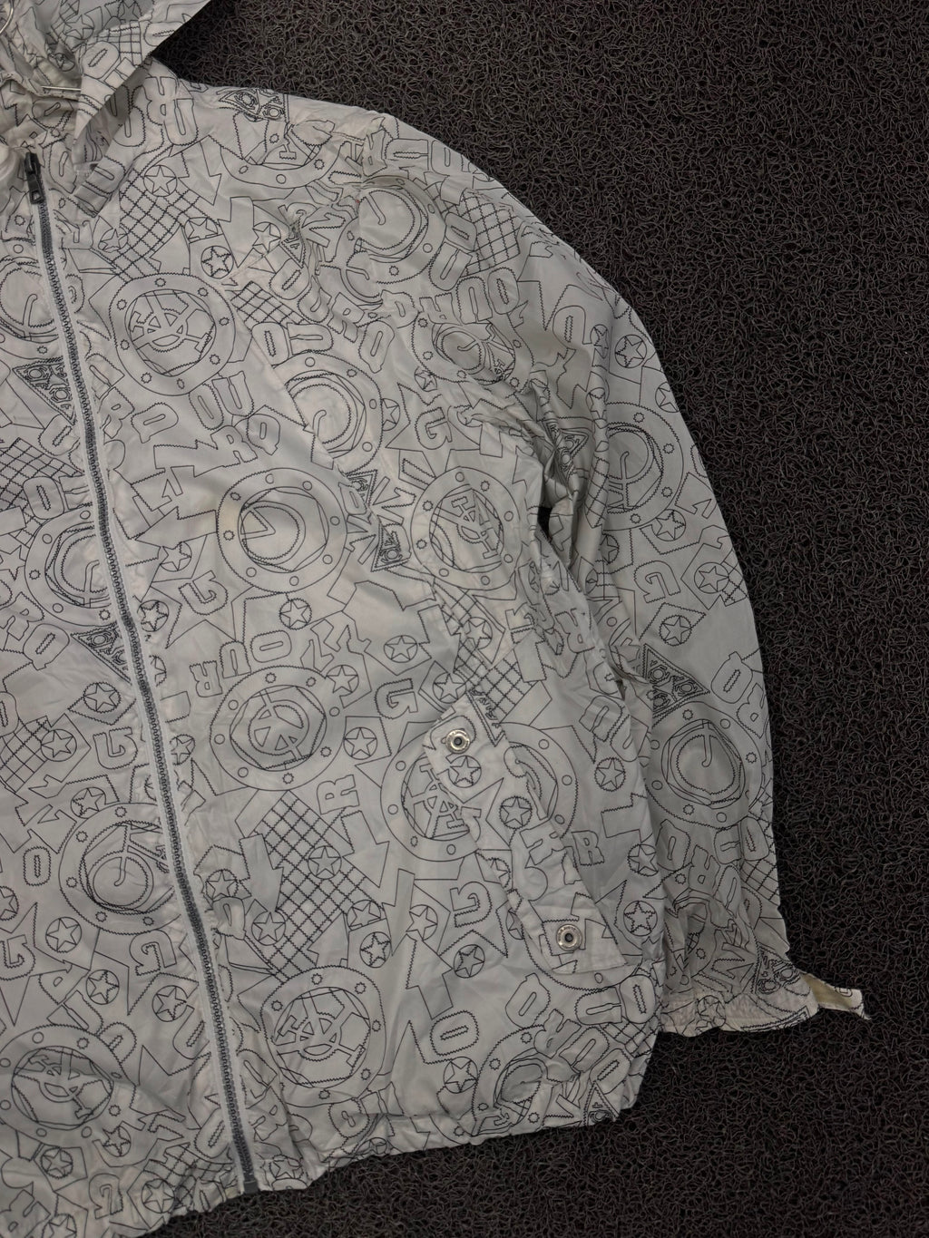 Graphic Print Hooded Windbreaker Jacket