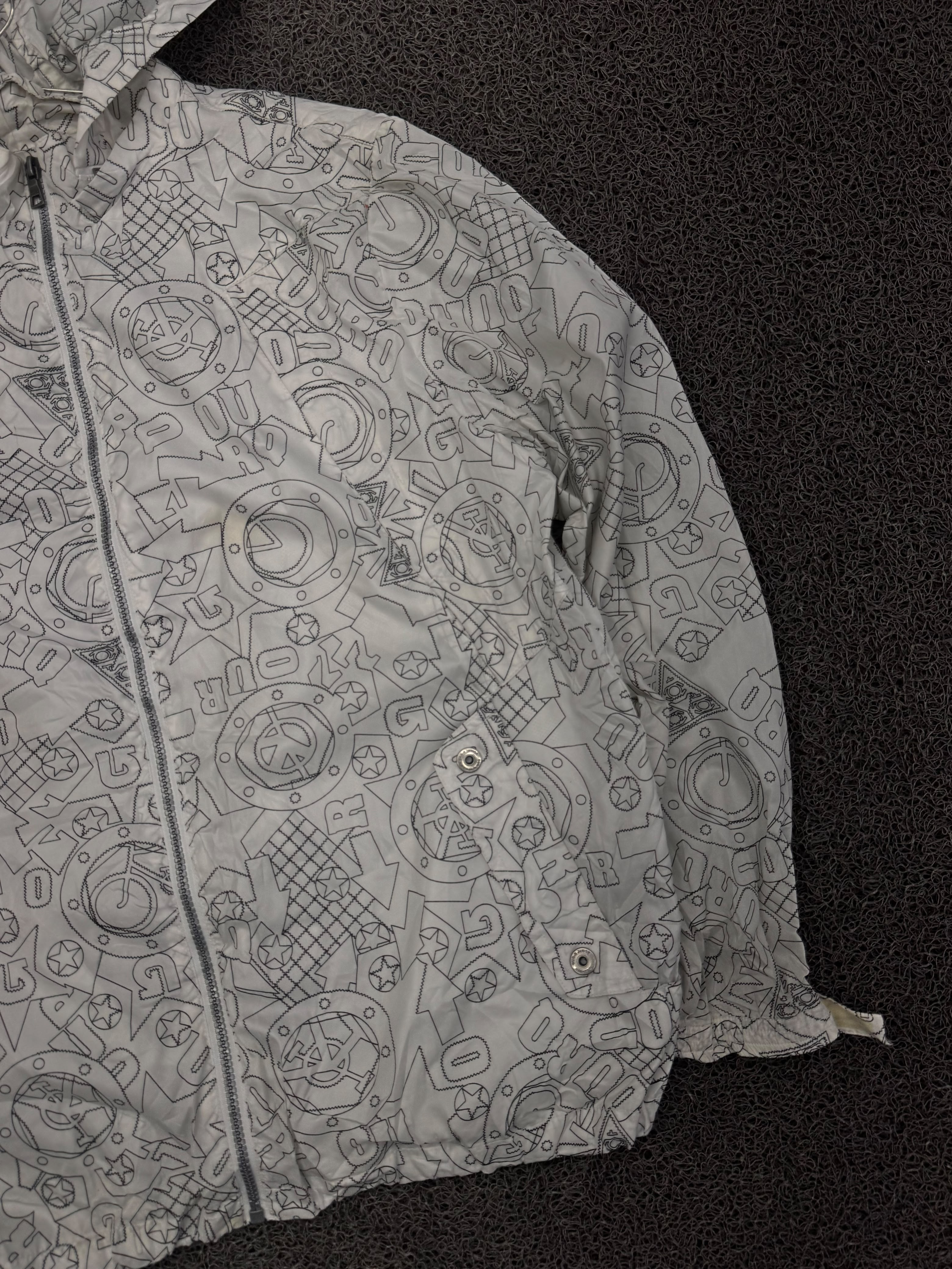 Graphic Print Hooded Windbreaker Jacket