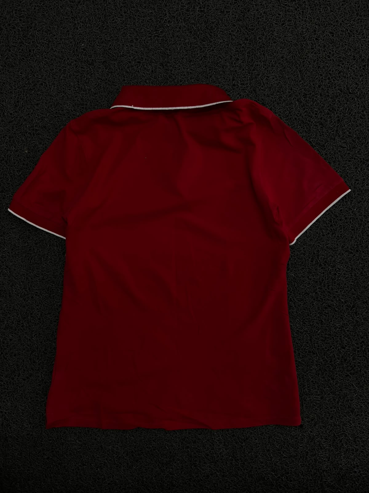 Vintage Red Polo T-Shirt with White Piping Detail & Embroidered Logo
