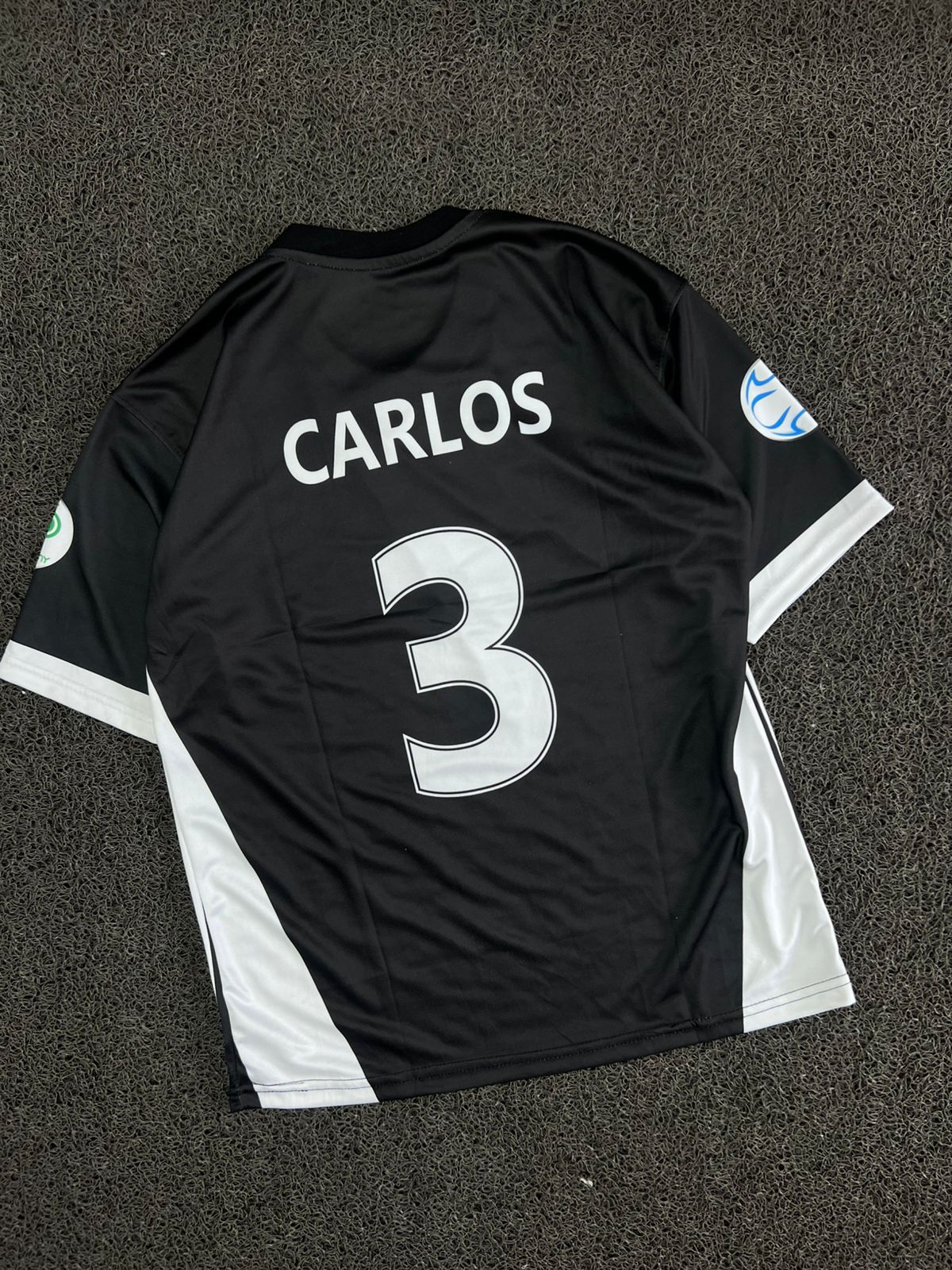 Carlos #3 Black Champions Edition Five Sleeve Football Jersey