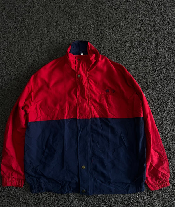 Vintage Red & Navy Blue Colorblock Windbreaker Jacket