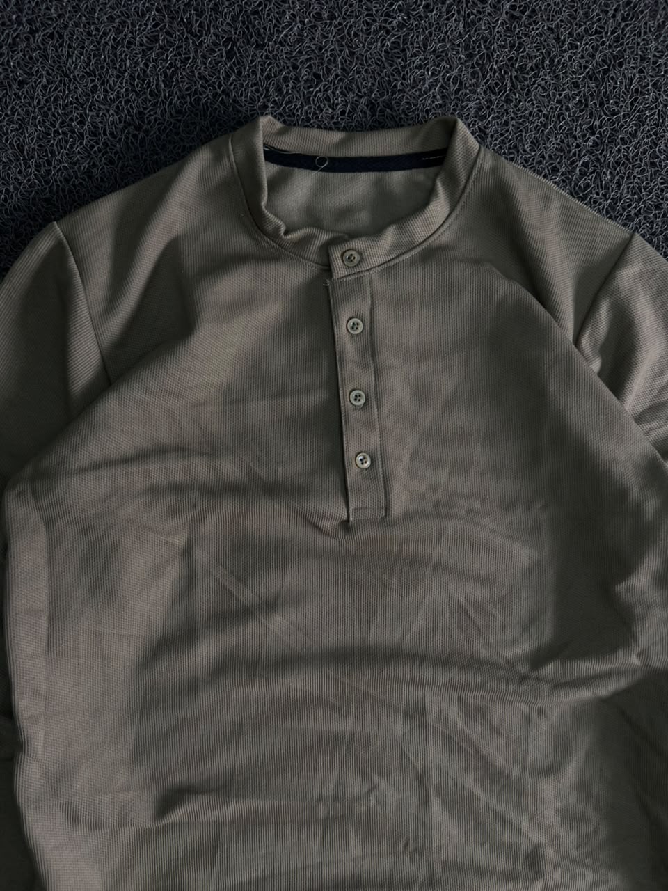Olive Green Long Sleeve Henley T-Shirt for Men