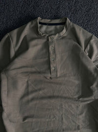 Olive Green Long Sleeve Henley T-Shirt for Men