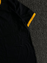 Black T-Shirt with Contrast Yellow Collar & Sleeve Trim