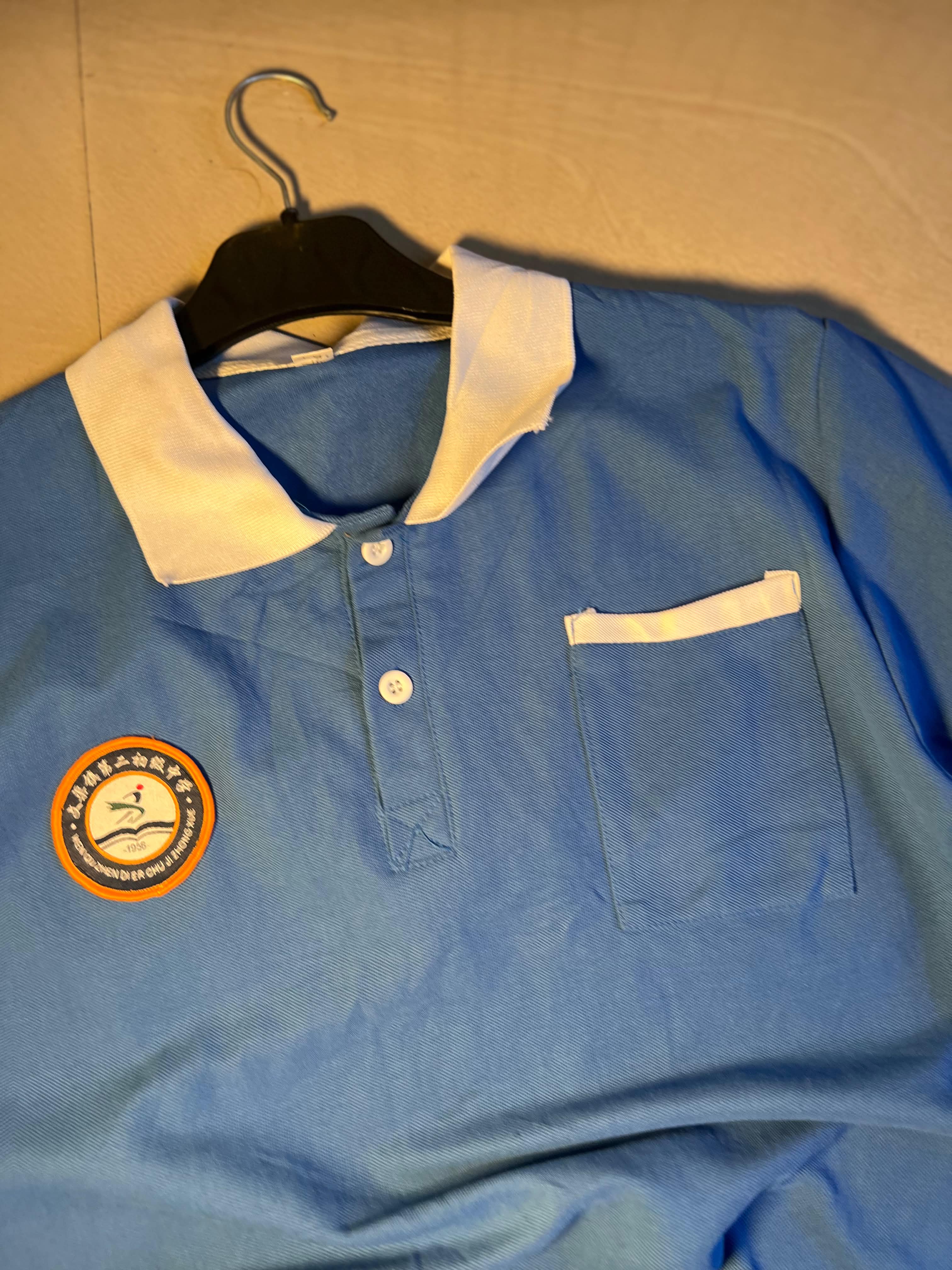 Vintage Blue Schoolhouse Polo T-Shirt