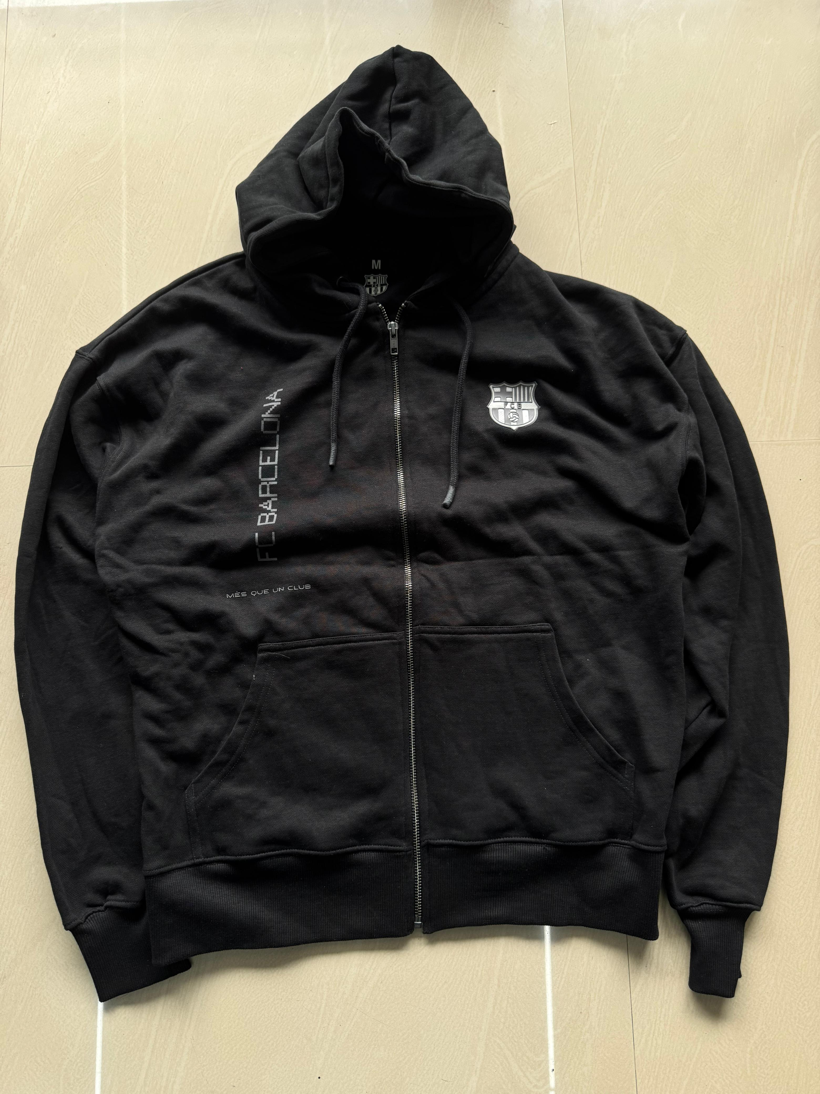 FC Barcelona Black Zip-Up Oversized Hoodie