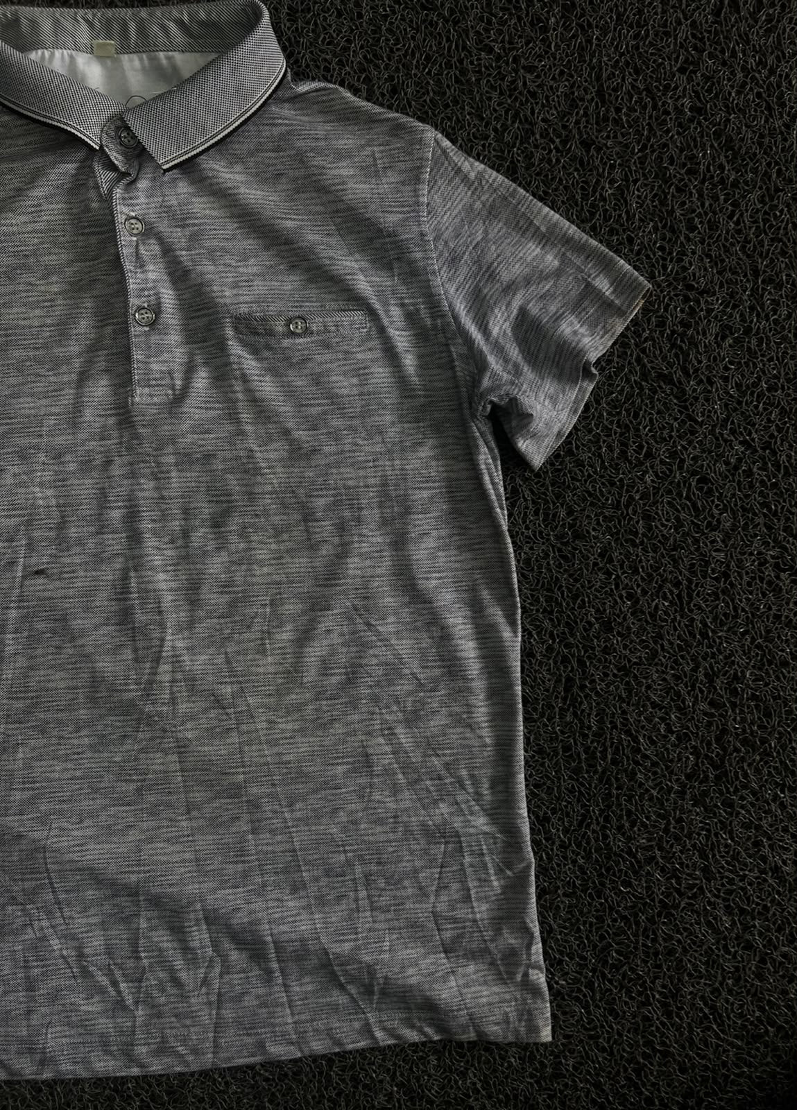 Marled Short Sleeve Polo Shirt with Button Placket & Chest Pocket