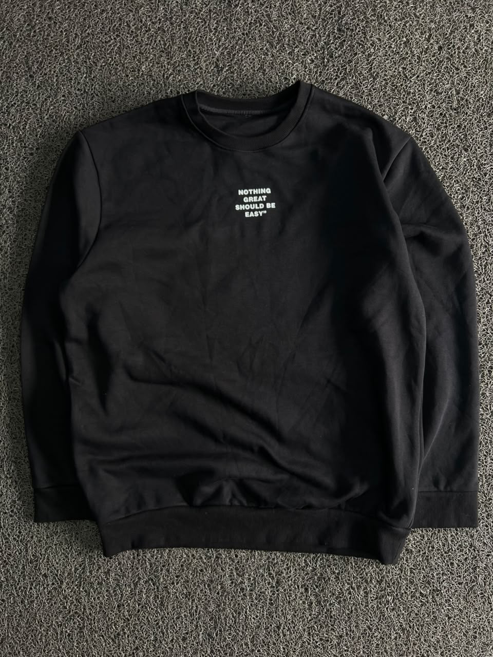 Long-Sleeve Graphic Crew Neck T-Shirt – “Nothing Great Should Be Easy”