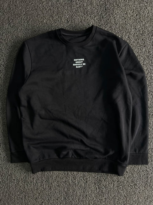 Long-Sleeve Graphic Crew Neck T-Shirt – “Nothing Great Should Be Easy”