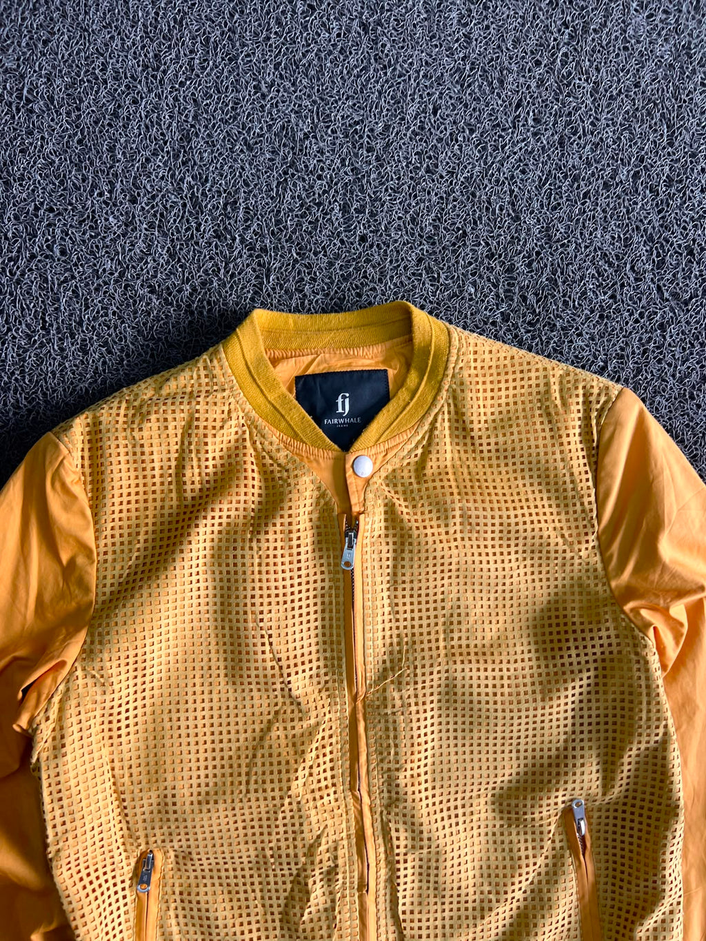 Fairwhale Yellow Mesh Bomber Jacket – Lightweight Zip-Up Casual Jacket