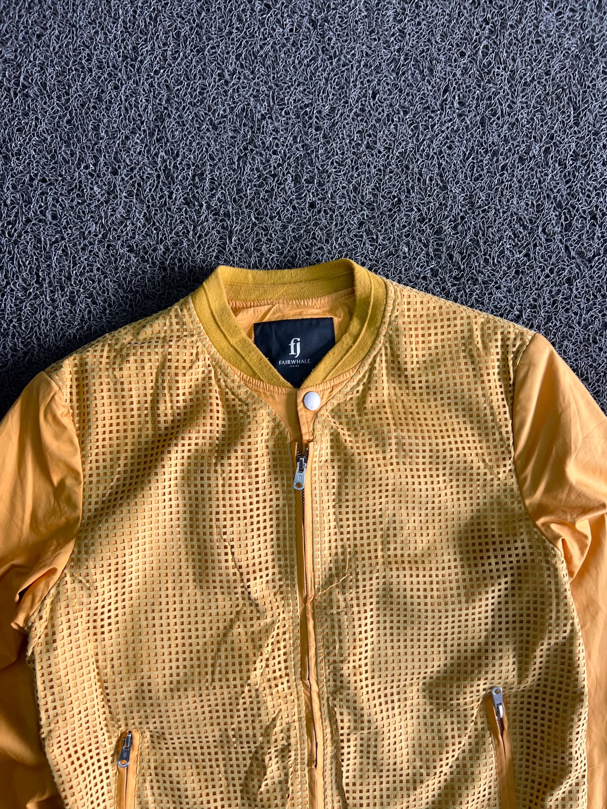 Fairwhale Yellow Mesh Bomber Jacket – Lightweight Zip-Up Casual Jacket
