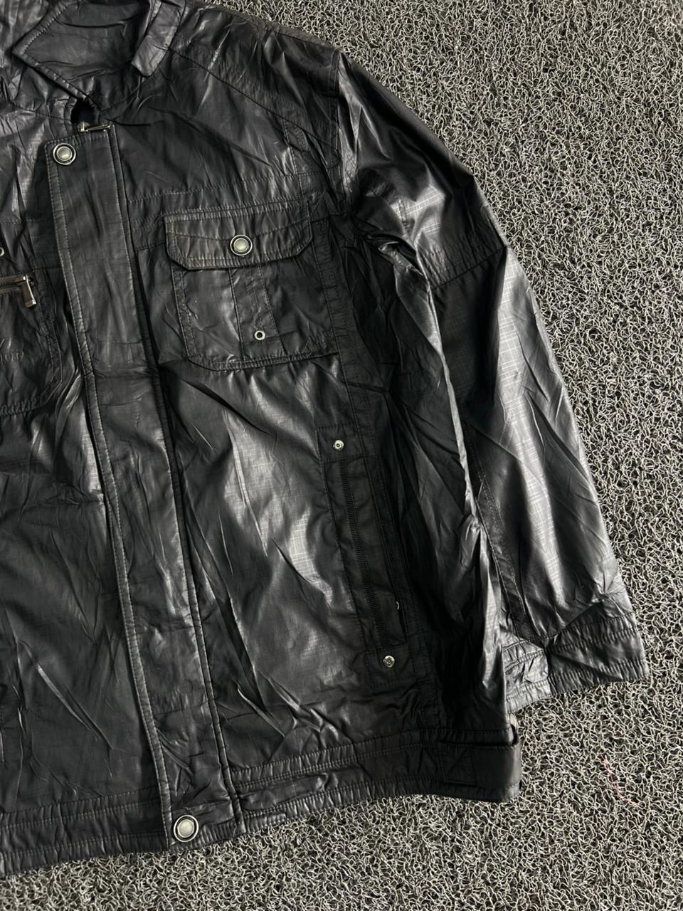 Black Utility Field Jacket – Lightweight Full Zip Multi Pocket Windbreaker (Black)