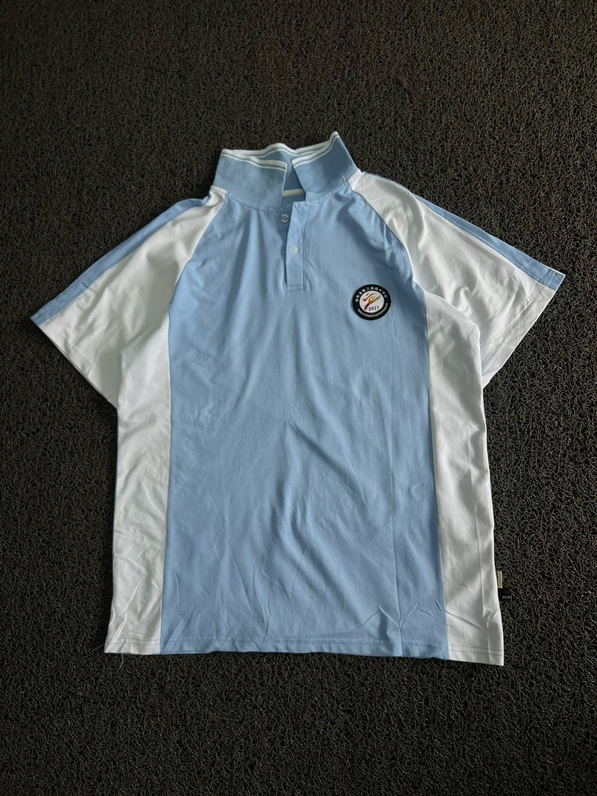Vintage Sky Blue & White Sports Polo Shirt