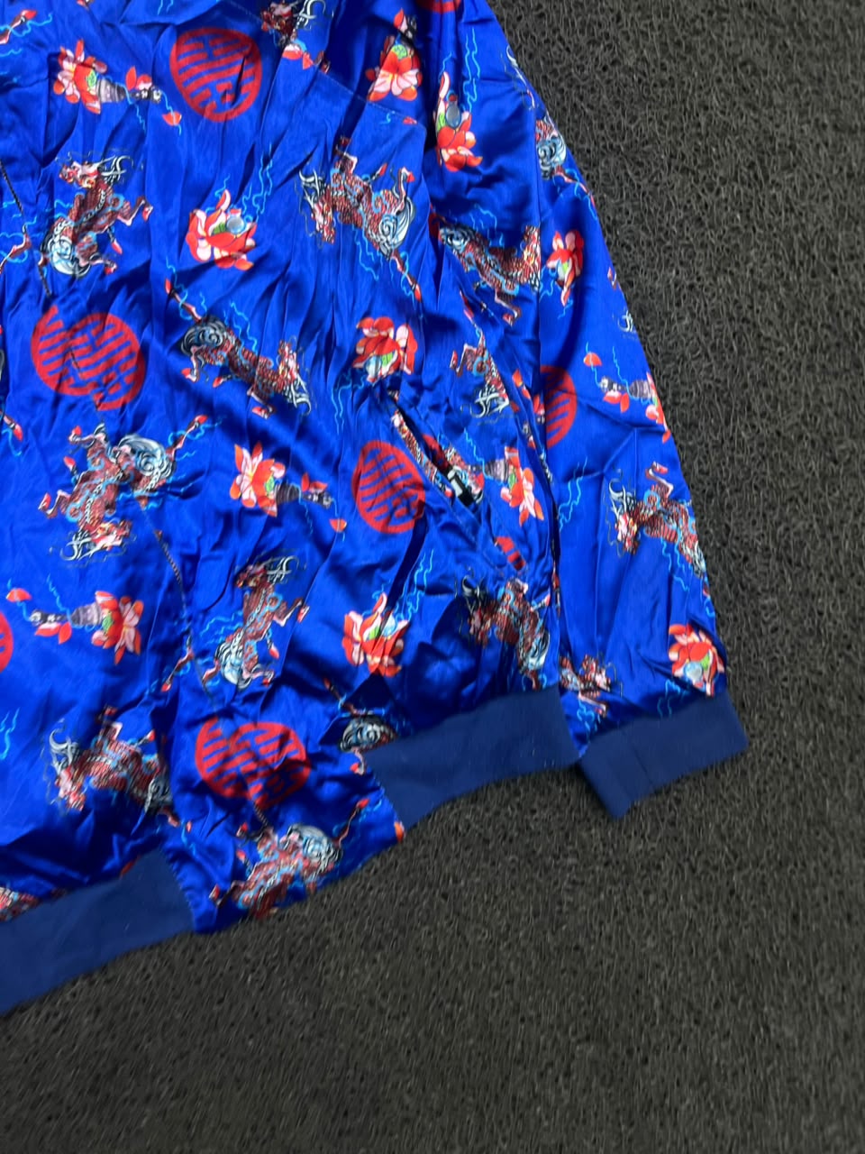 Reversible Pink & Blue Embroidered Bomber Jacket – Floral & Dragon Print | Unisex Streetwear