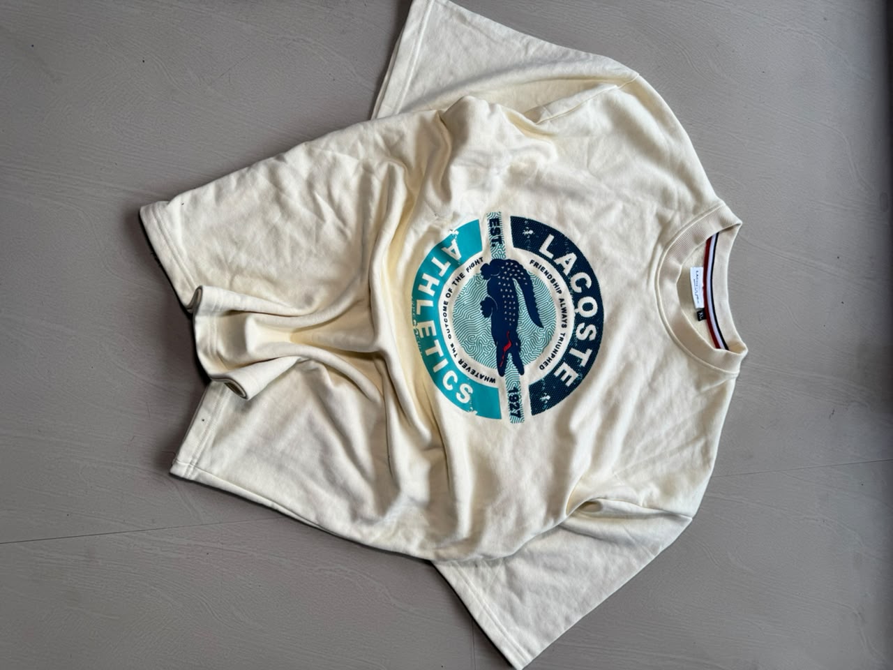 Lacoste Athletics Crocodile Graphic T-Shirt – Off White Premium Cotton Tee