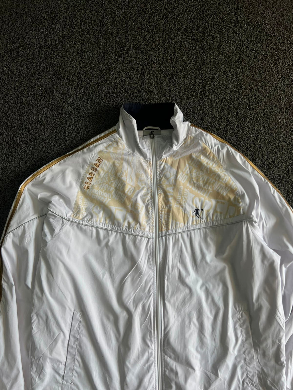 Jordan White & Gold Full-Zip Track Jacket | Lightweight Windbreaker