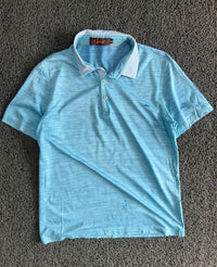 Men’s Light Blue Textured Polo T-Shirt with Contrast Collar