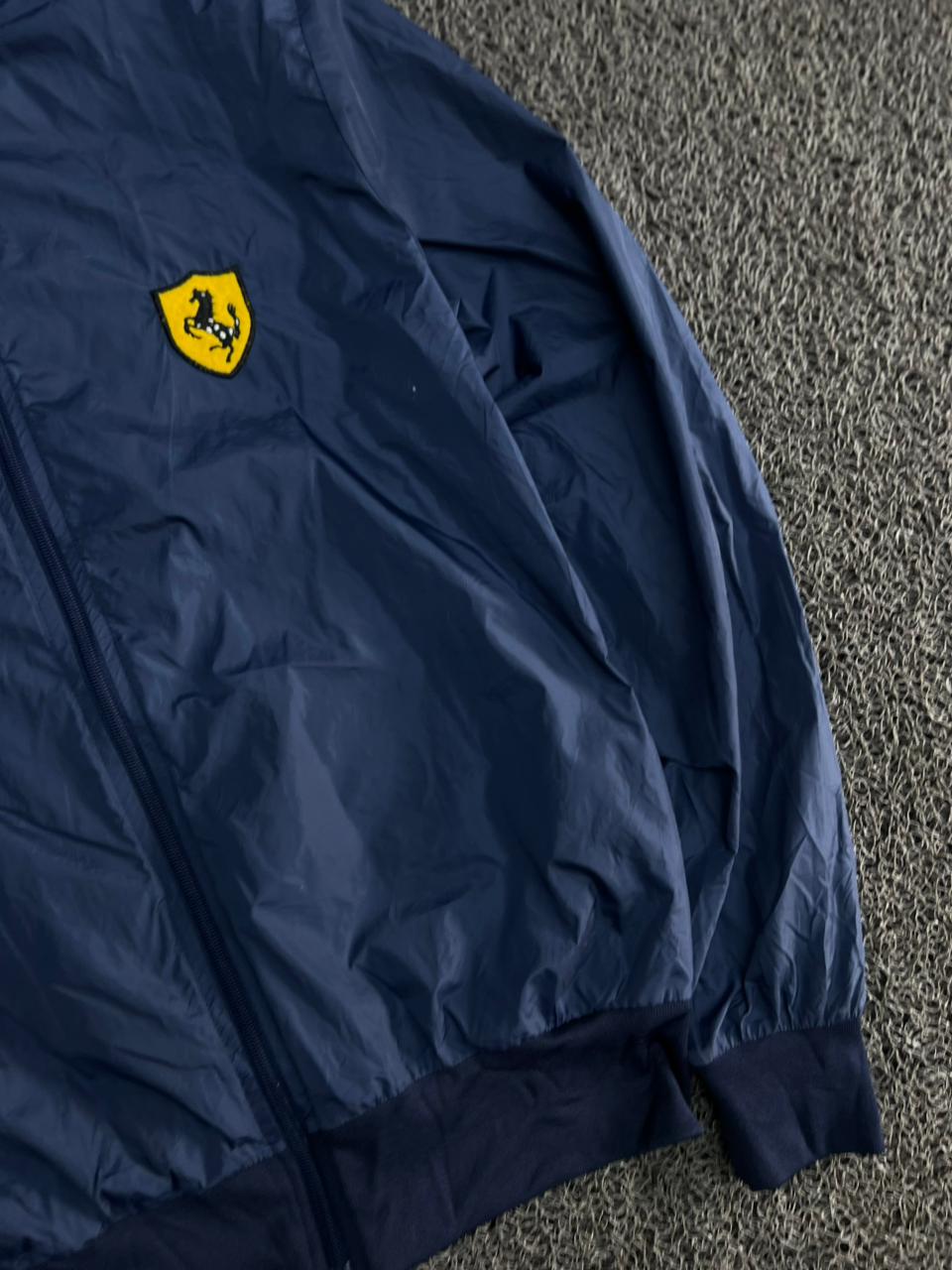 Ferrari Navy Blue Lightweight Zip-Up Track Jacket – Premium Motorsport Windbreaker