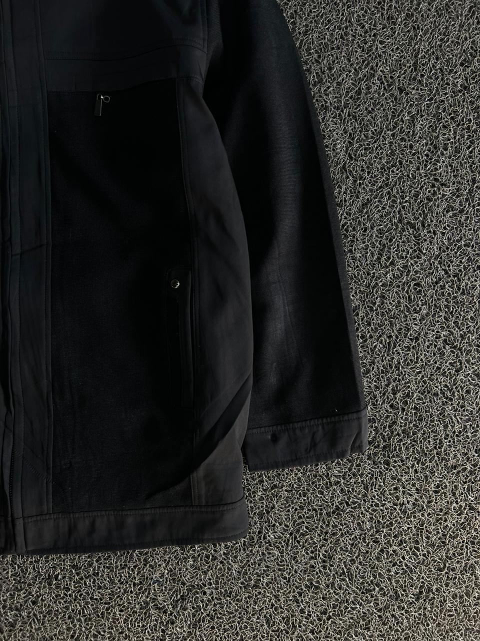 Premium Black Full-Zip Casual Utility Jacket