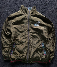 Vintage Windbreaker Jacket with Plaid Trim – Thriftwear