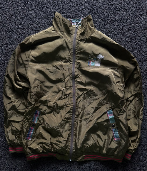 Vintage Windbreaker Jacket with Plaid Trim – Thriftwear