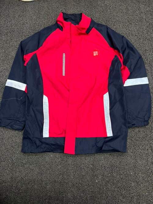 Red & Navy Blue Reflective Windbreaker Jacket ⚠️ No Zip