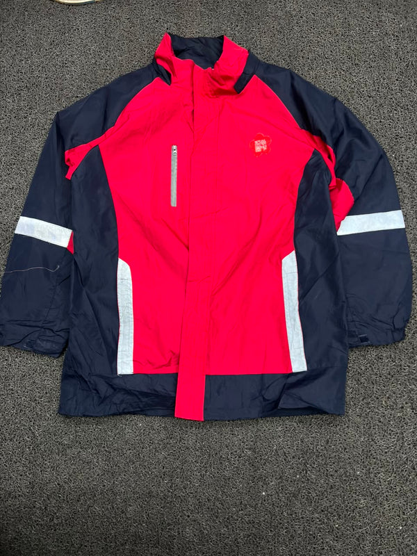 Red & Navy Blue Reflective Windbreaker Jacket ⚠️ No Zip