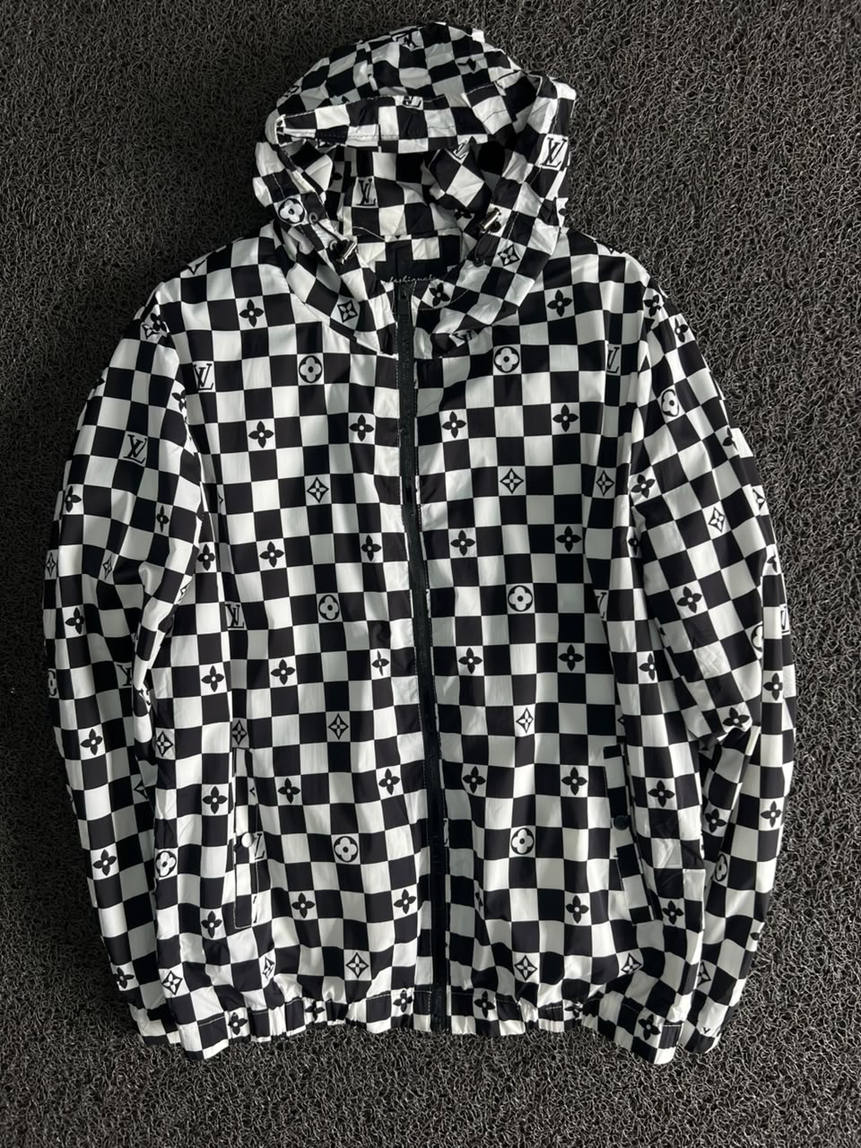 Monogram Checkered Hooded Windbreaker Jacket