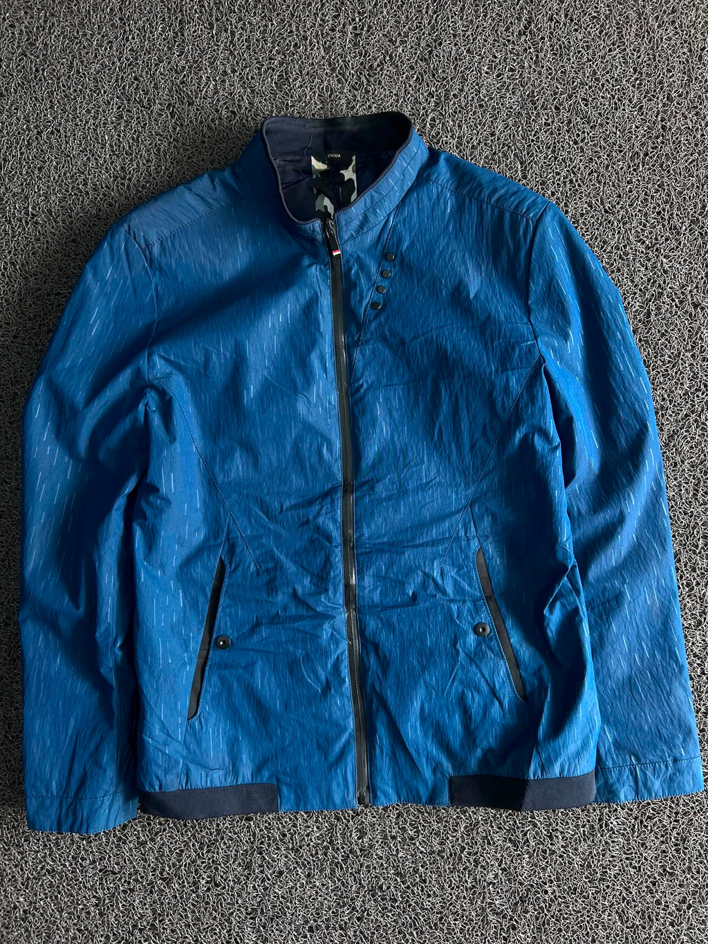 Blue Stand Collar Zip-Up Lightweight Jacket