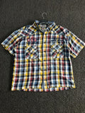 Thrift Peakstone Grand Prix Plaid Short Sleeve Button-Up Shirt