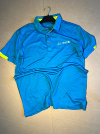 Vintage Blue Workwear Polo T-Shirt with Neon Accent Details