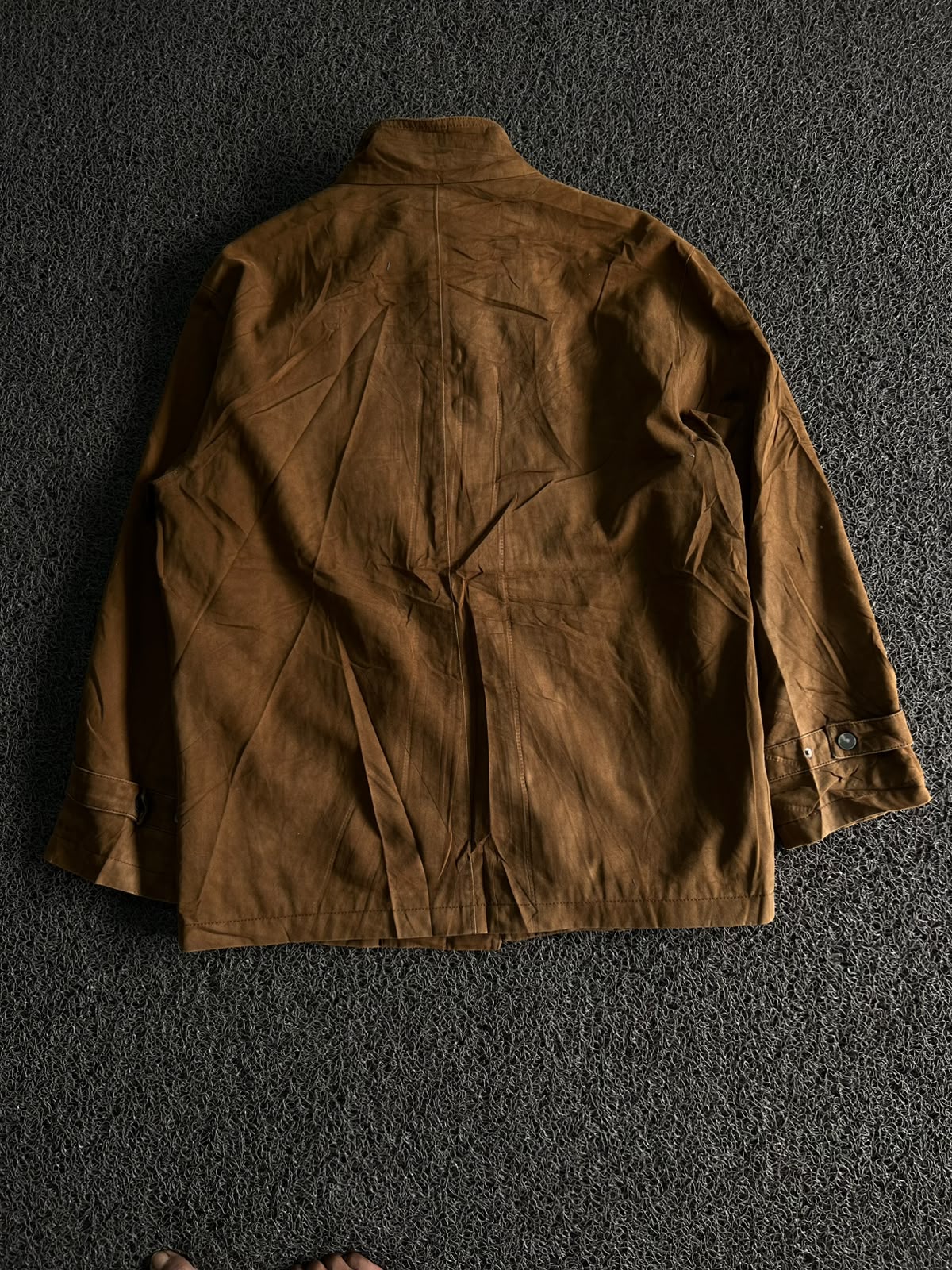 Vintage Brown Stand Collar Utility Jacket ⚠️ Button Missing