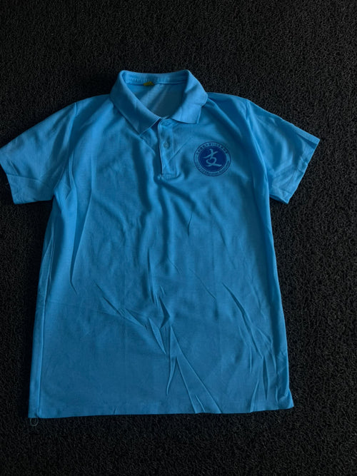 Vintage Blue Chinese Graphic Polo T-Shirt