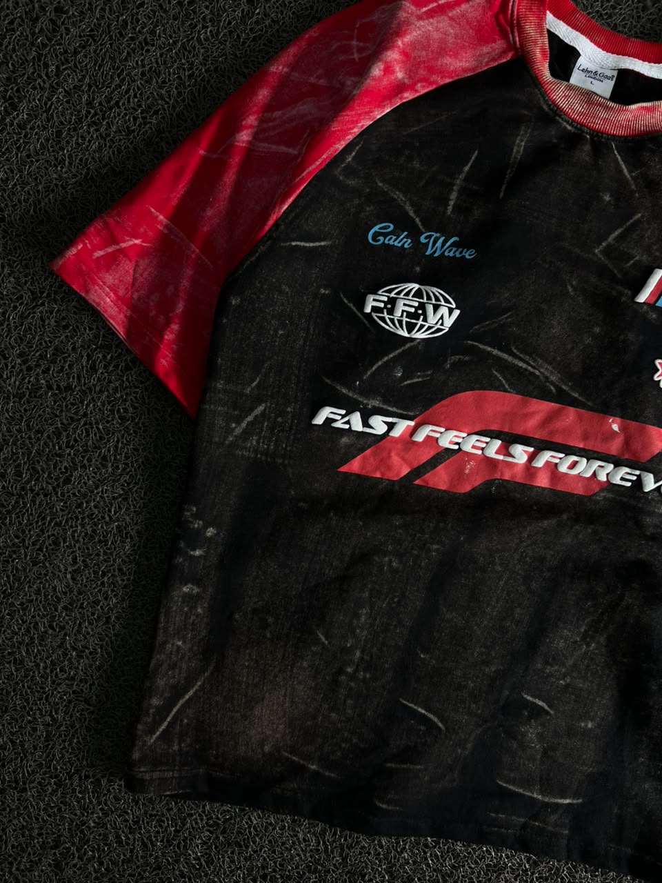 FFW Fast Feels Forever Racing Graphic T-Shirt – Black & Red Raglan Five Sleev