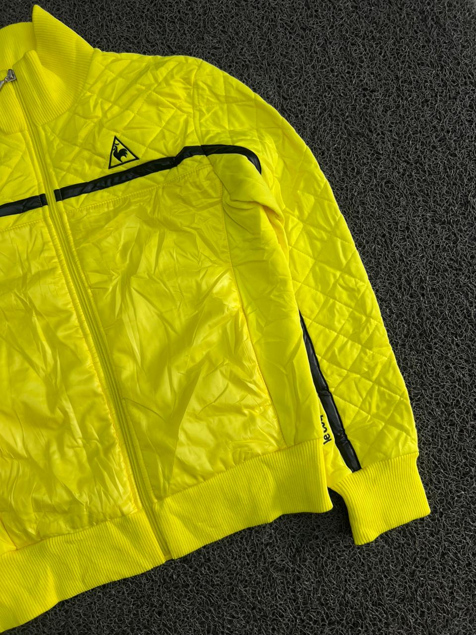 Le Coq Sportif Neon Yellow Quilted Track Jacket – Full Zip Athletic Bomber