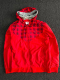Red Geometric Hooded Windbreaker Jacket