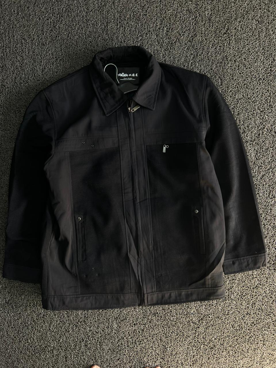 Premium Black Full-Zip Casual Utility Jacket