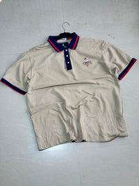 Vintage Nature Style Beige Polo T-Shirt with Contrast Collar