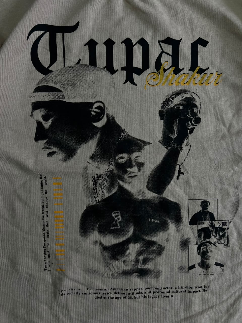 Reason Cream Graphic Print Tupac Shakur T-Shirt