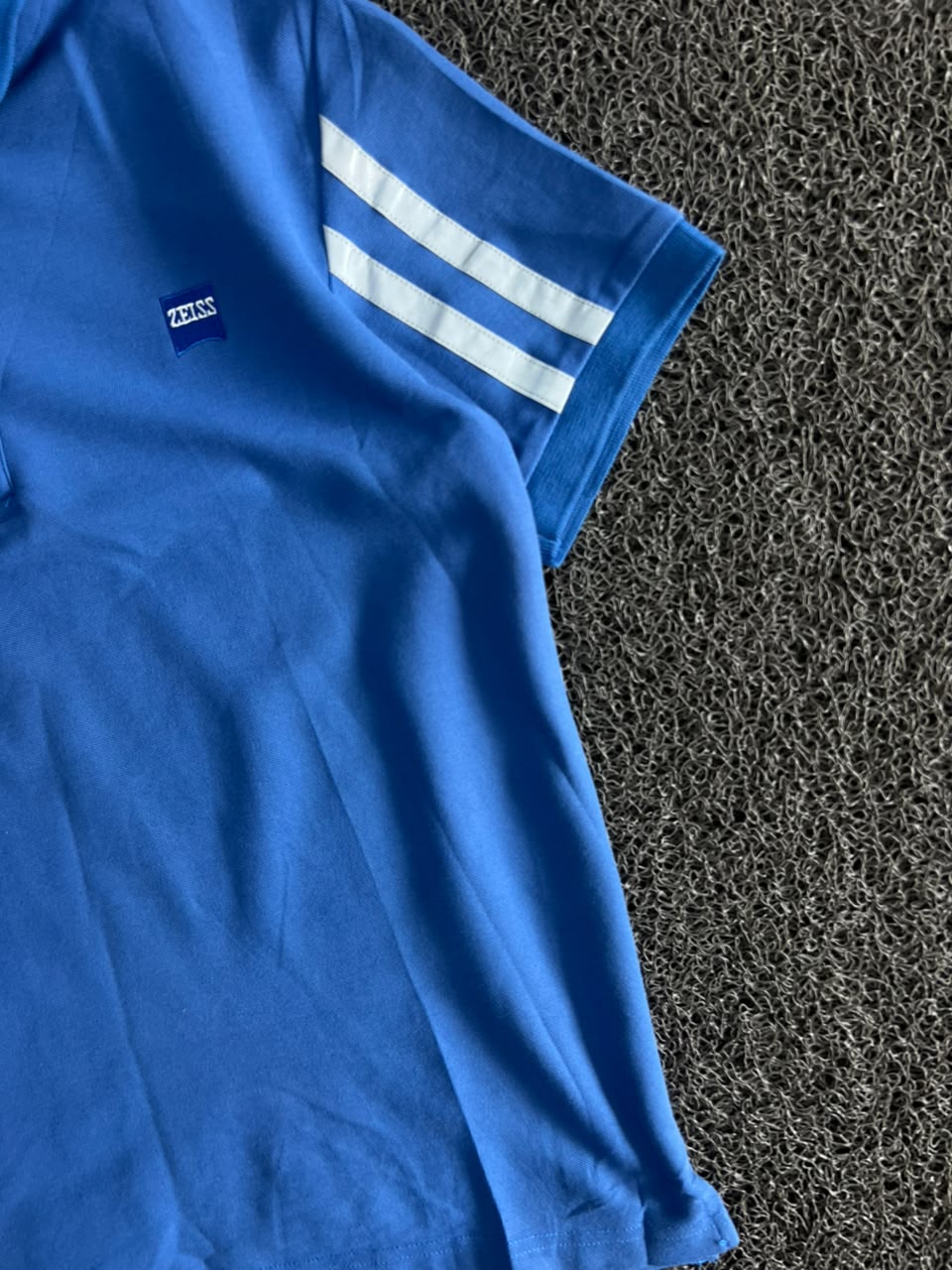 Vintage Blue ZEISS Striped Sleeve Polo T-Shirt