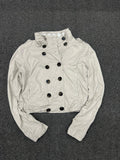 Beige Double-Breasted Cropped High Neck Jacket